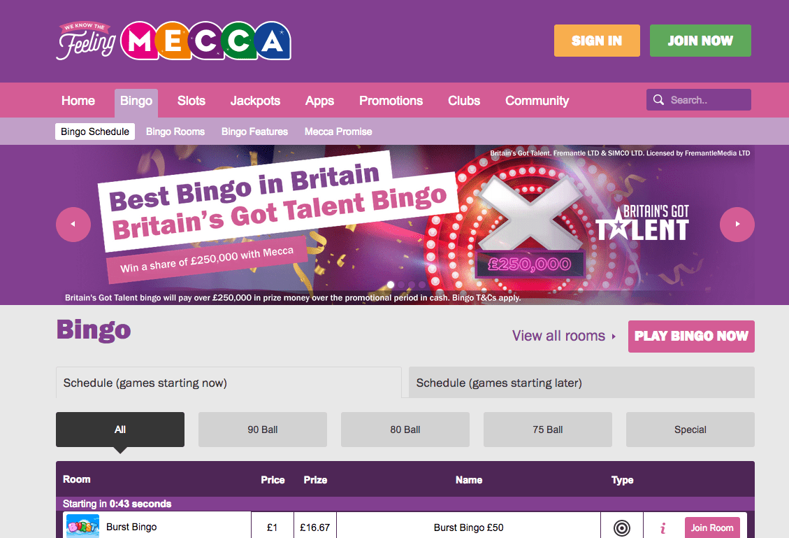Mecca Bingo Screenshot