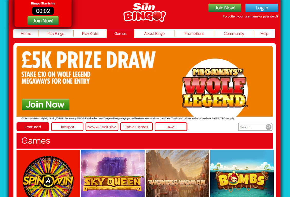 Sun Bingo Screenshot