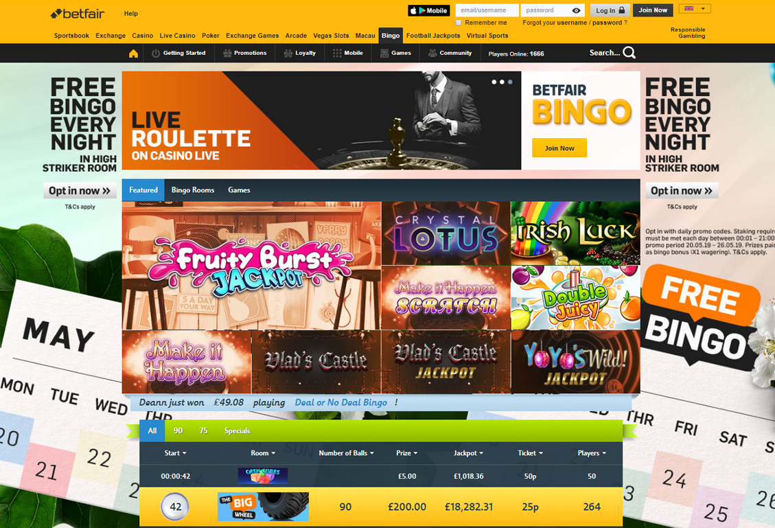 Betfair Bingo Screenshot