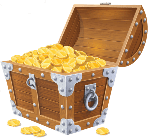 Treasure chest with money